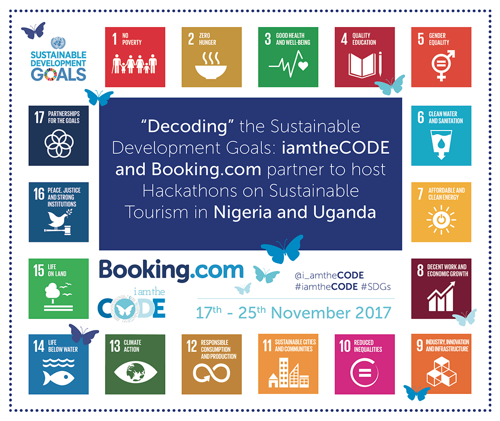 “Decoding” the Sustainable Development Goals: iamtheCODE and Booking.com partner to host Hackathons on Sustainable Tourism in Nigeria and Uganda.